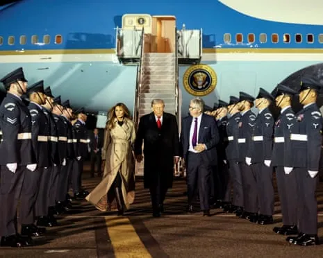 Donald Trump Arrives in UK for Unprecedented Repeat State Visit As Demonstrations Assemble in Windsor